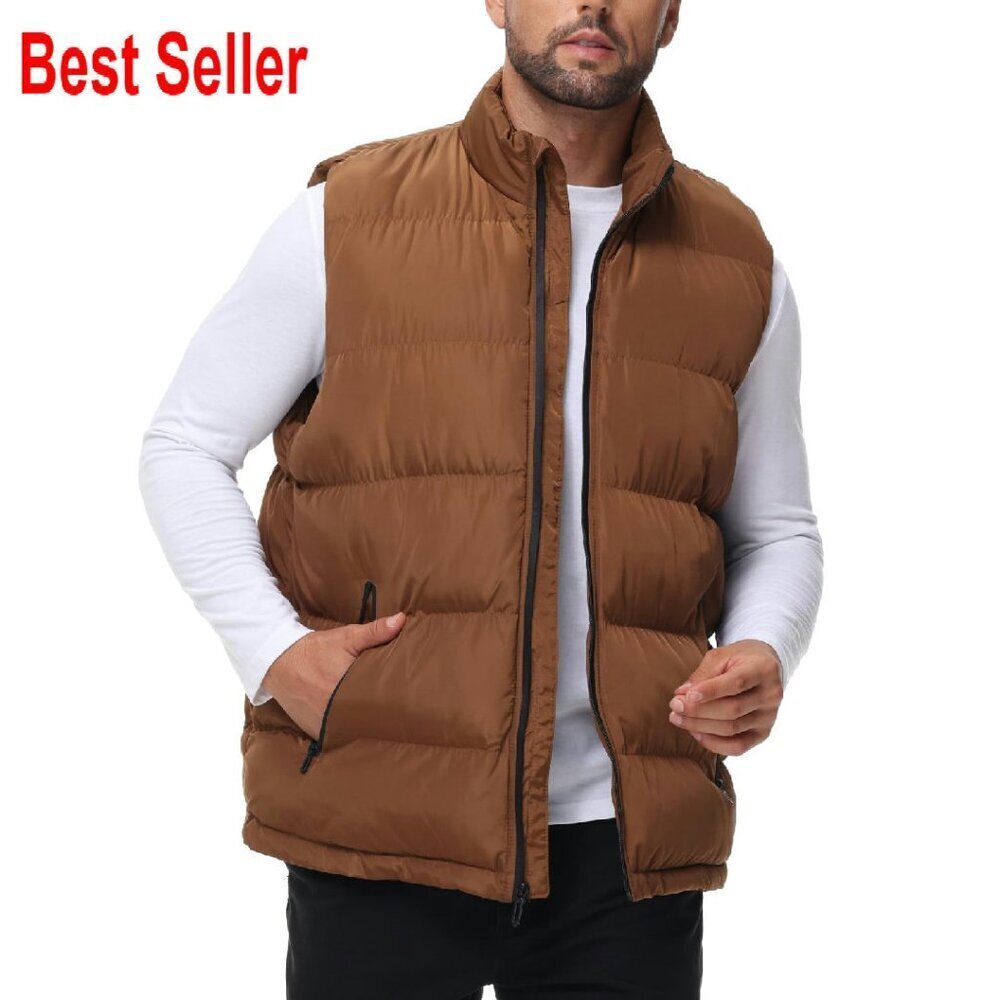 Men's Puffer Vest Lightweight Water-Resistant Quilted Outdoor Sleeveless Jacket